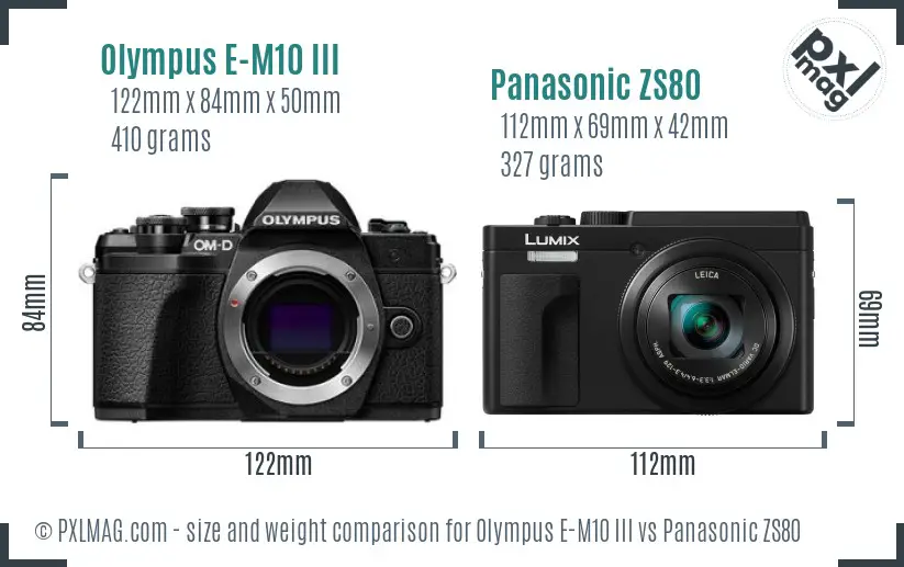 Olympus E-M10 III vs Panasonic ZS80 size comparison