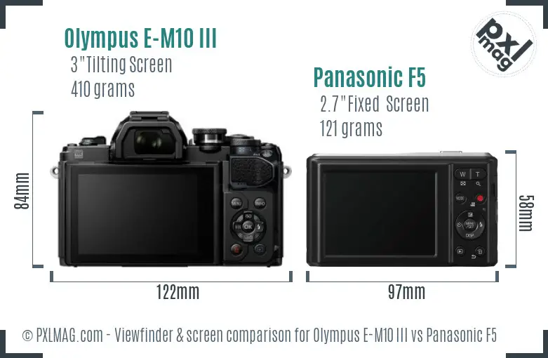 Olympus E-M10 III vs Panasonic F5 Screen and Viewfinder comparison
