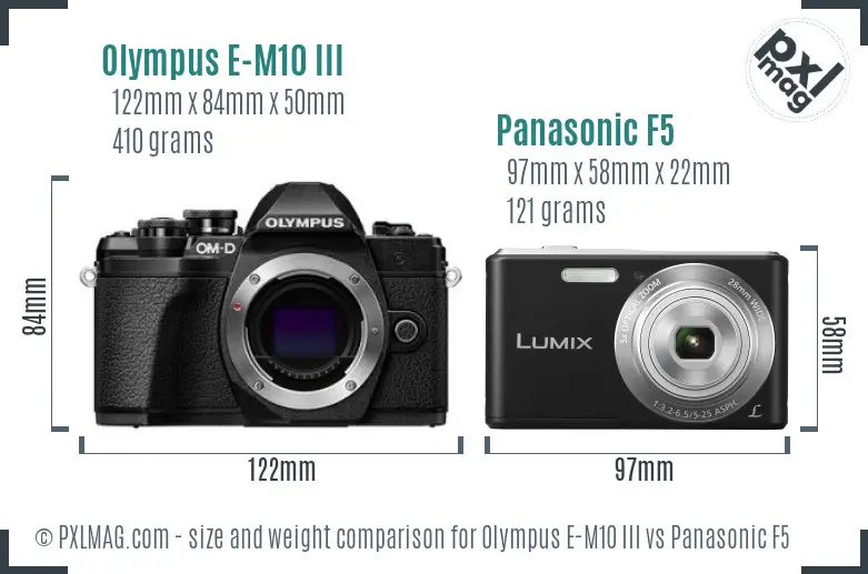 Olympus E-M10 III vs Panasonic F5 size comparison