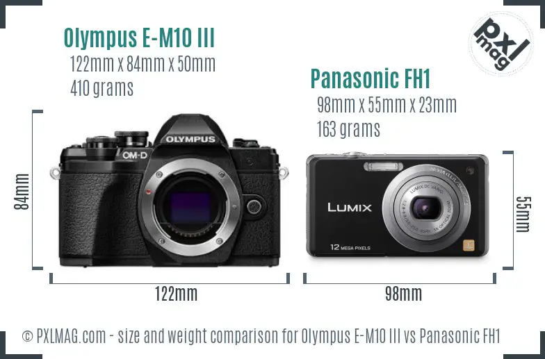 Olympus E-M10 III vs Panasonic FH1 size comparison
