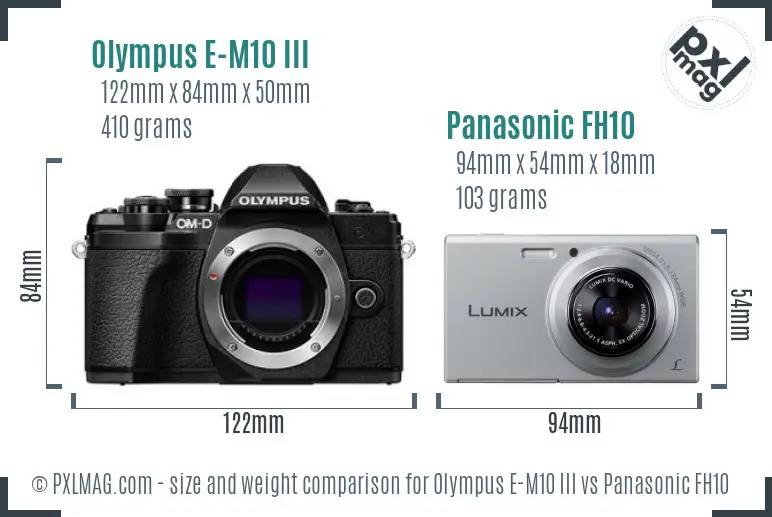 Olympus E-M10 III vs Panasonic FH10 size comparison