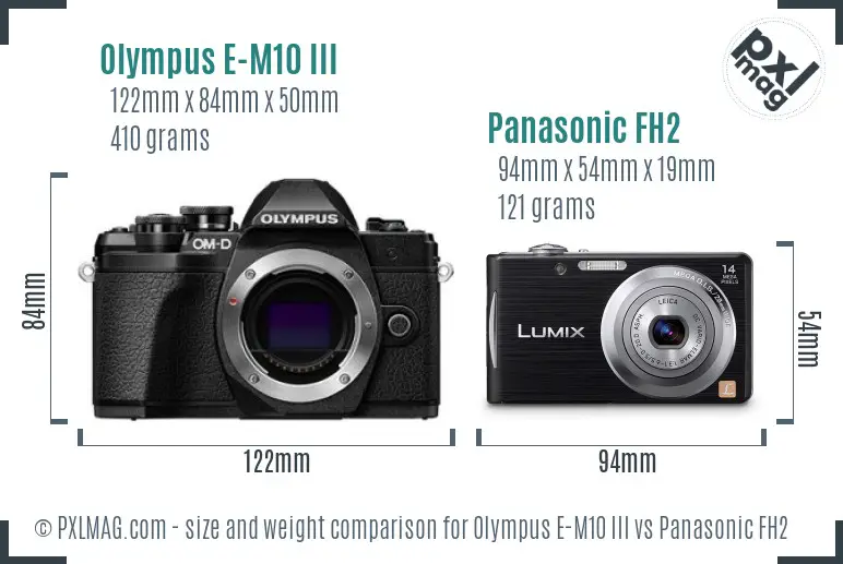 Olympus E-M10 III vs Panasonic FH2 size comparison