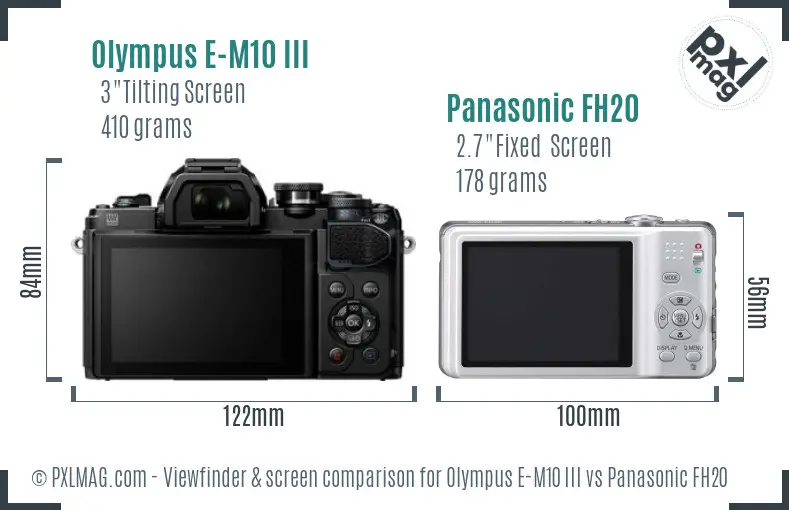 Olympus E-M10 III vs Panasonic FH20 Screen and Viewfinder comparison