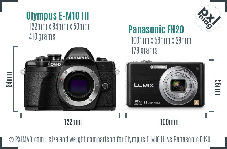 Olympus E-M10 III vs Panasonic FH20 size comparison