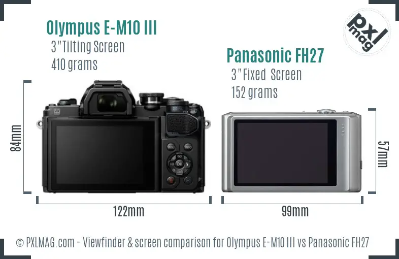 Olympus E-M10 III vs Panasonic FH27 Screen and Viewfinder comparison