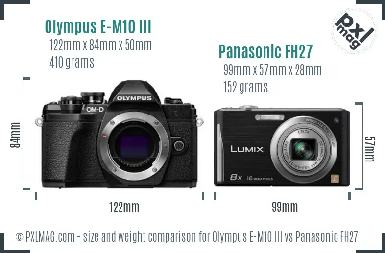 Olympus E-M10 III vs Panasonic FH27 size comparison