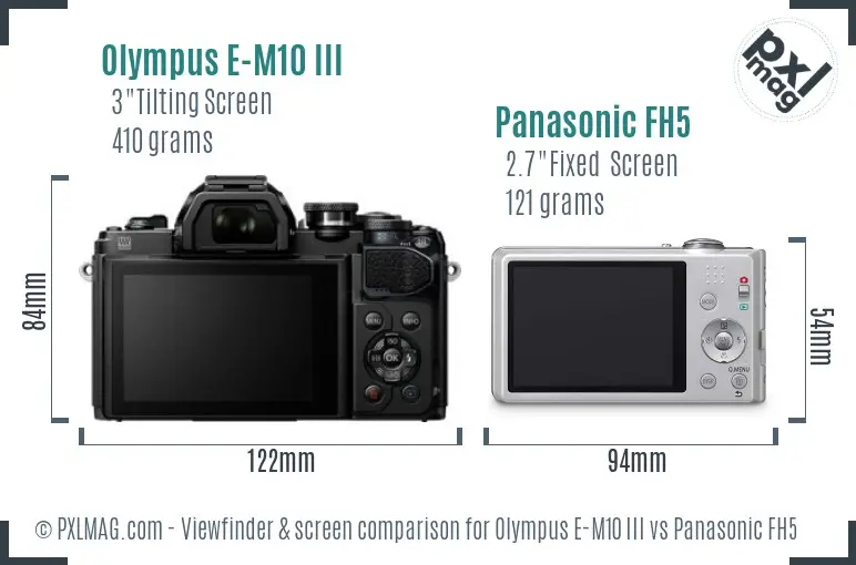 Olympus E-M10 III vs Panasonic FH5 Screen and Viewfinder comparison