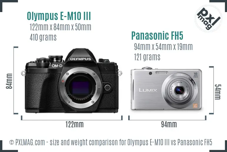 Olympus E-M10 III vs Panasonic FH5 size comparison