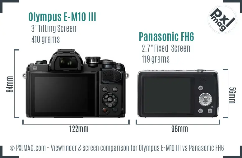 Olympus E-M10 III vs Panasonic FH6 Screen and Viewfinder comparison