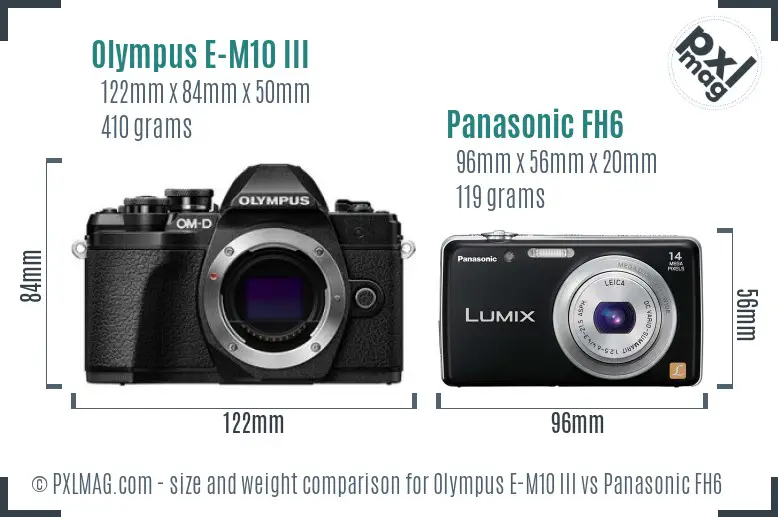 Olympus E-M10 III vs Panasonic FH6 size comparison