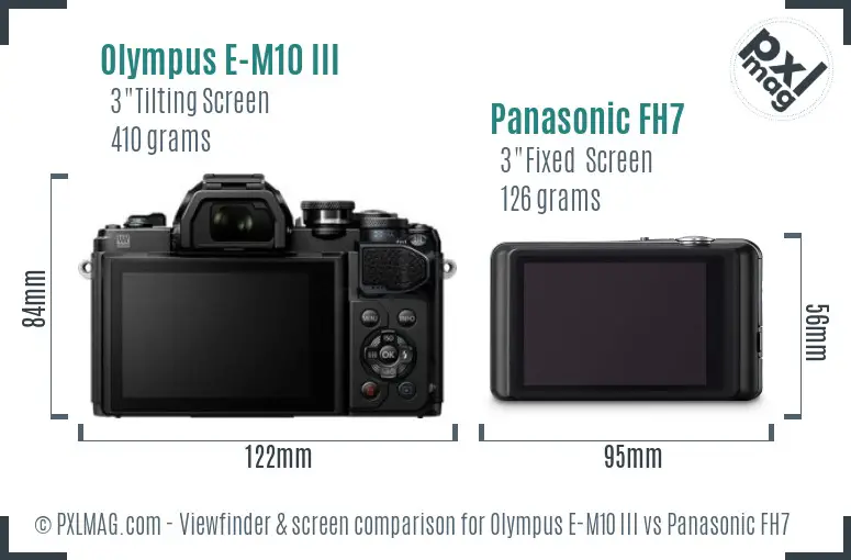 Olympus E-M10 III vs Panasonic FH7 Screen and Viewfinder comparison