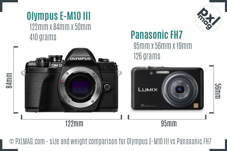 Olympus E-M10 III vs Panasonic FH7 size comparison