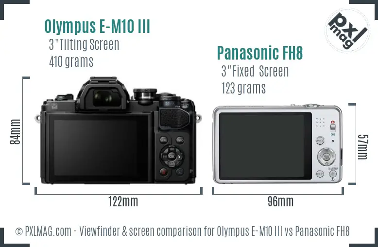 Olympus E-M10 III vs Panasonic FH8 Screen and Viewfinder comparison