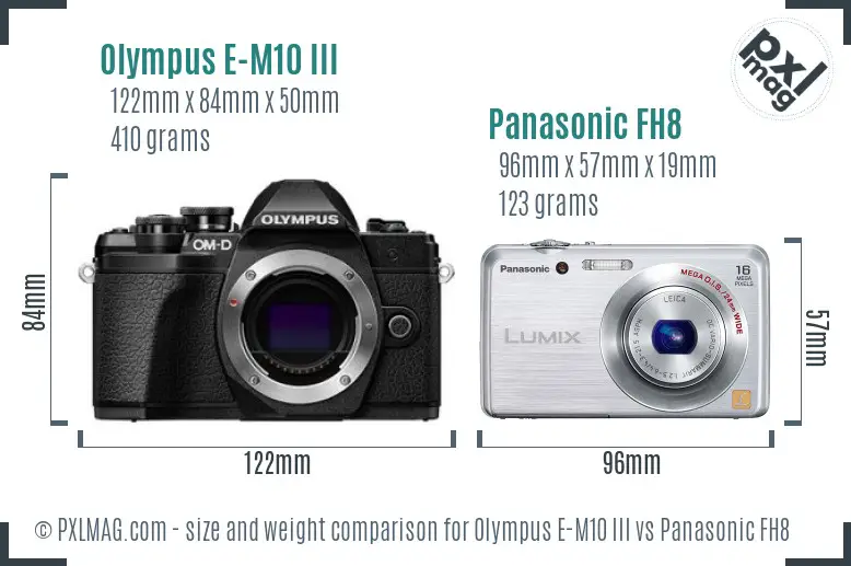 Olympus E-M10 III vs Panasonic FH8 size comparison