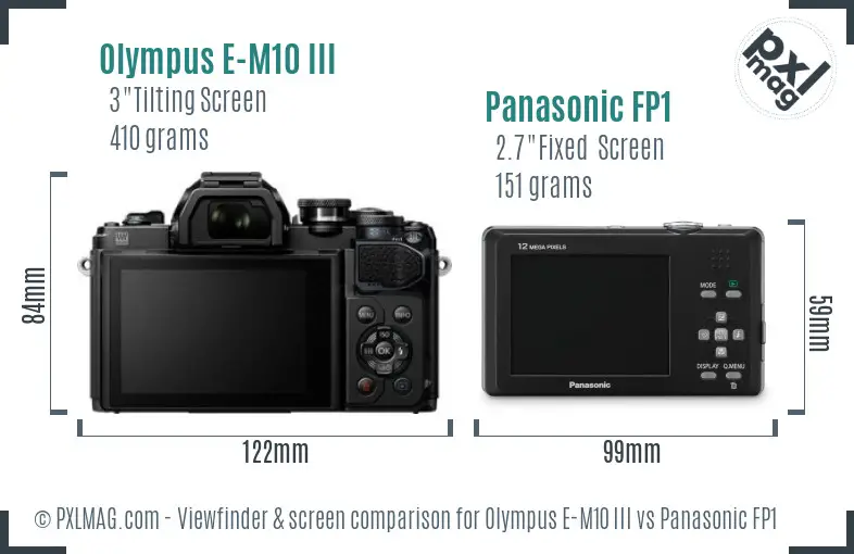 Olympus E-M10 III vs Panasonic FP1 Screen and Viewfinder comparison