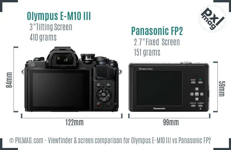 Olympus E-M10 III vs Panasonic FP2 Screen and Viewfinder comparison