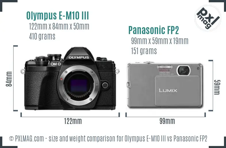 Olympus E-M10 III vs Panasonic FP2 size comparison