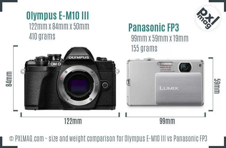 Olympus E-M10 III vs Panasonic FP3 size comparison