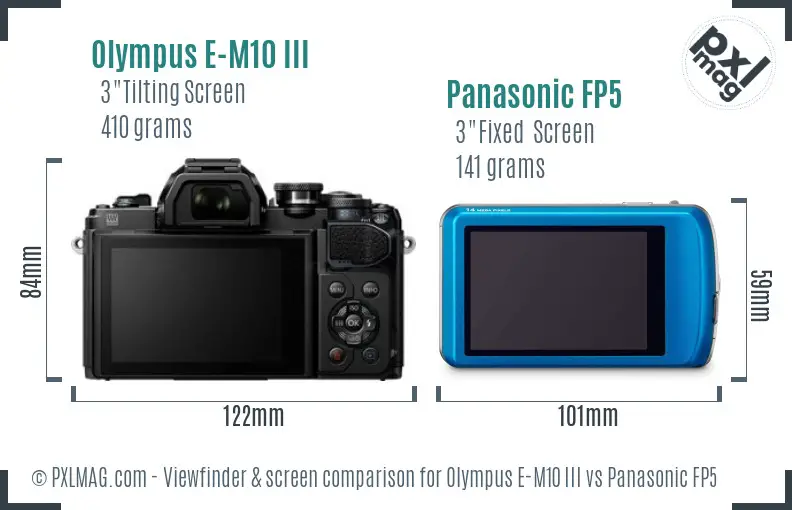 Olympus E-M10 III vs Panasonic FP5 Screen and Viewfinder comparison