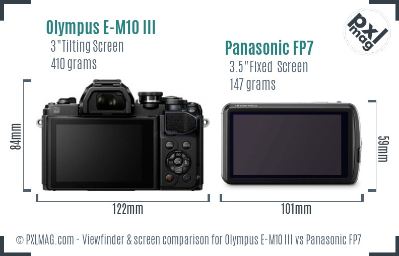 Olympus E-M10 III vs Panasonic FP7 Screen and Viewfinder comparison