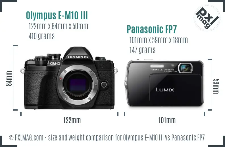 Olympus E-M10 III vs Panasonic FP7 size comparison