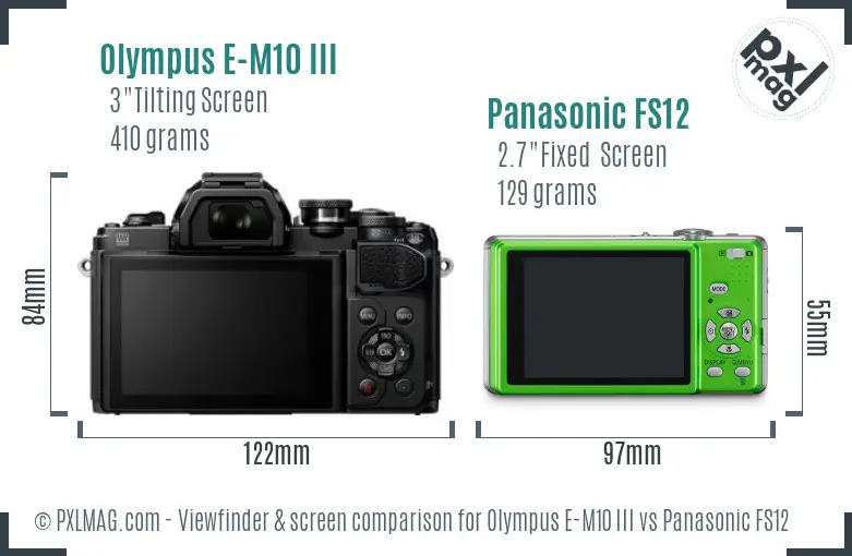 Olympus E-M10 III vs Panasonic FS12 Screen and Viewfinder comparison