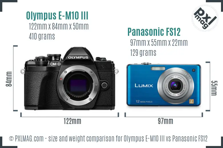 Olympus E-M10 III vs Panasonic FS12 size comparison