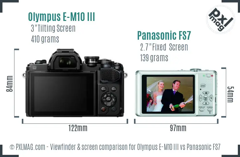 Olympus E-M10 III vs Panasonic FS7 Screen and Viewfinder comparison