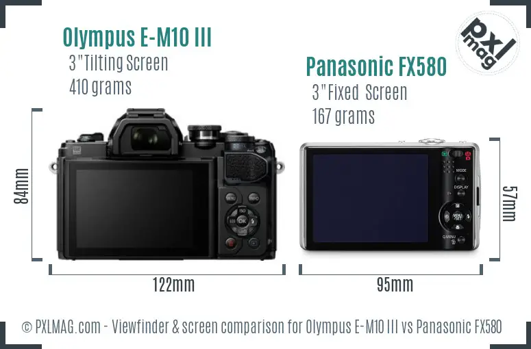 Olympus E-M10 III vs Panasonic FX580 Screen and Viewfinder comparison