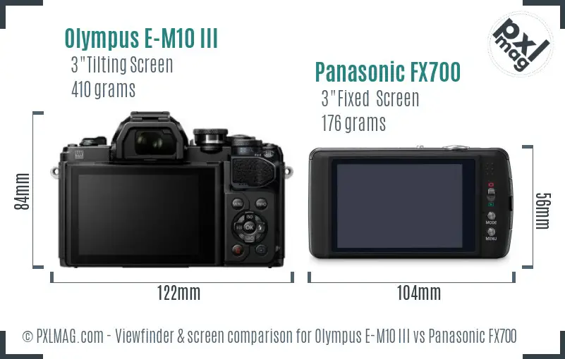 Olympus E-M10 III vs Panasonic FX700 Screen and Viewfinder comparison