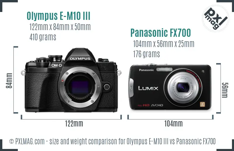 Olympus E-M10 III vs Panasonic FX700 size comparison
