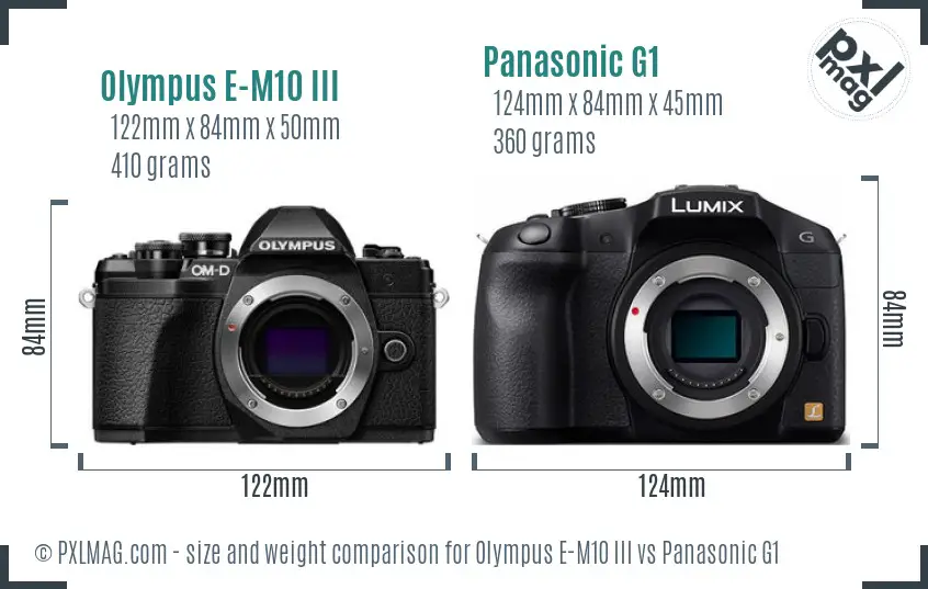 Olympus E-M10 III vs Panasonic G1 size comparison