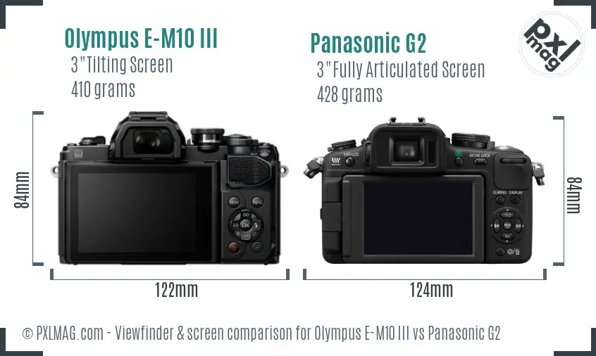 Olympus E-M10 III vs Panasonic G2 Screen and Viewfinder comparison