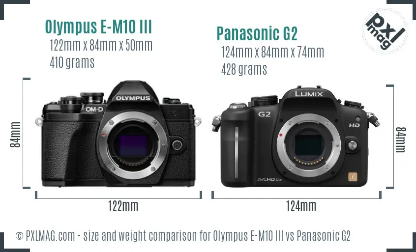 Olympus E-M10 III vs Panasonic G2 size comparison