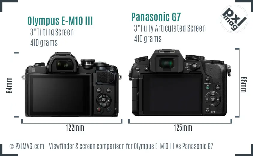 Olympus E-M10 III vs Panasonic G7 Screen and Viewfinder comparison