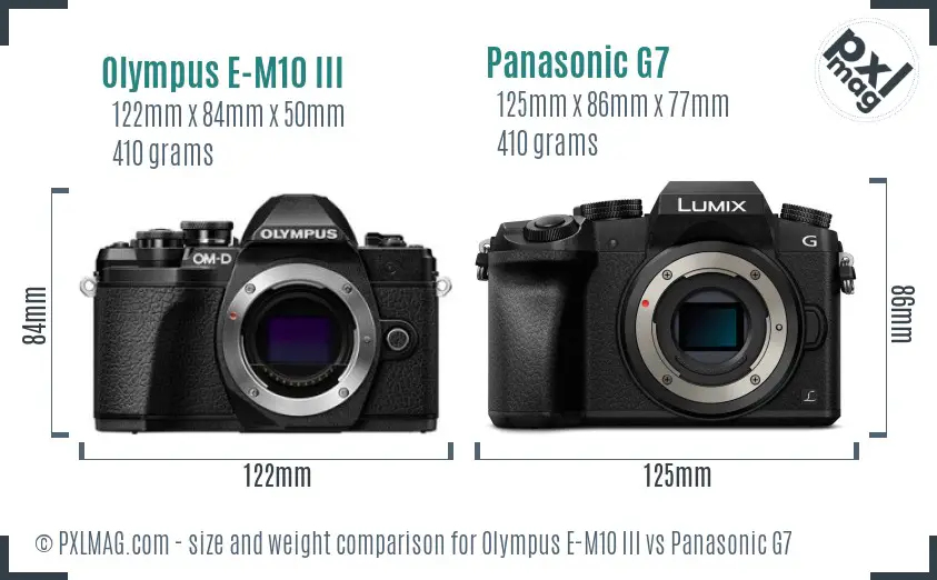 Olympus E-M10 III vs Panasonic G7 size comparison