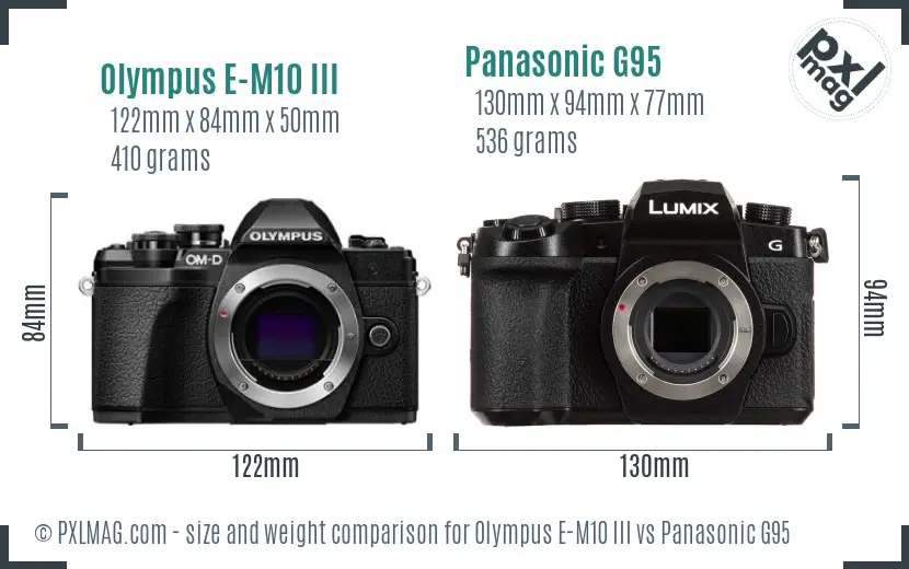 Olympus E-M10 III vs Panasonic G95 size comparison