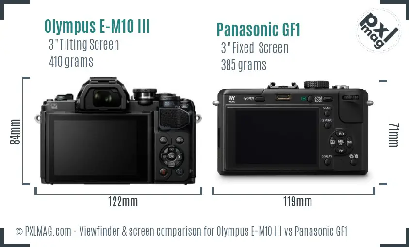 Olympus E-M10 III vs Panasonic GF1 Screen and Viewfinder comparison