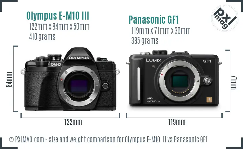 Olympus E-M10 III vs Panasonic GF1 size comparison