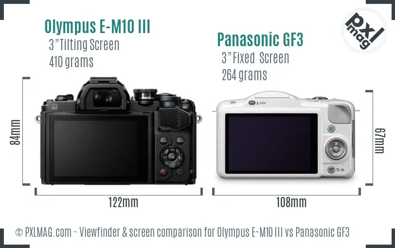 Olympus E-M10 III vs Panasonic GF3 Screen and Viewfinder comparison