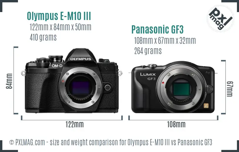Olympus E-M10 III vs Panasonic GF3 size comparison