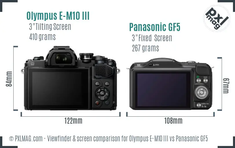Olympus E-M10 III vs Panasonic GF5 Screen and Viewfinder comparison