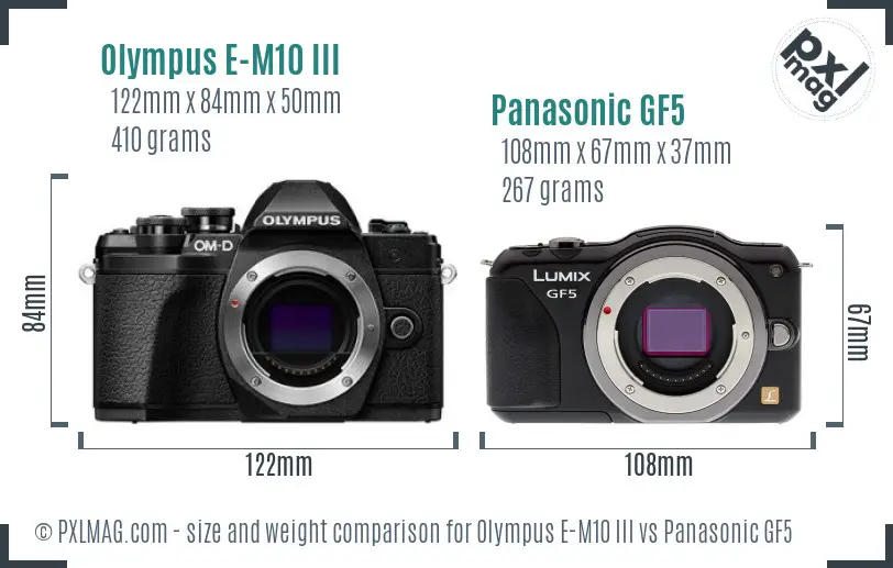 Olympus E-M10 III vs Panasonic GF5 size comparison