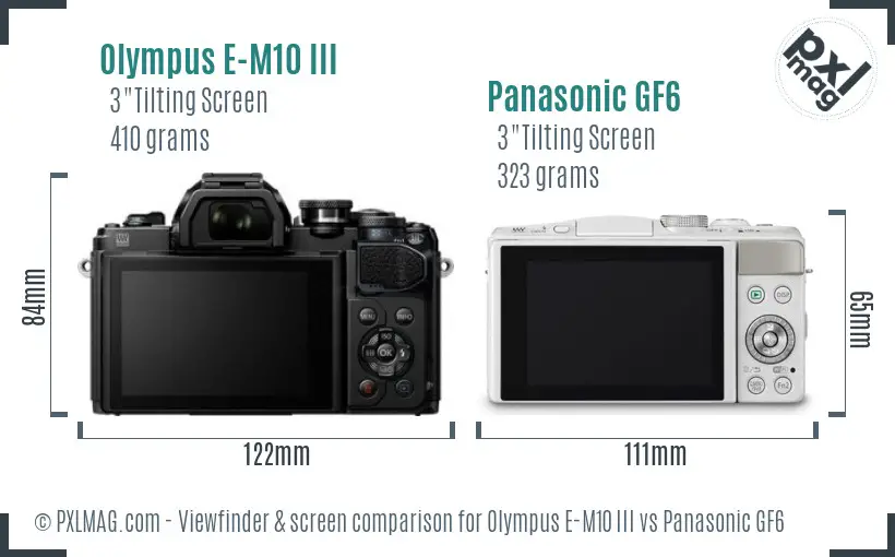 Olympus E-M10 III vs Panasonic GF6 Screen and Viewfinder comparison