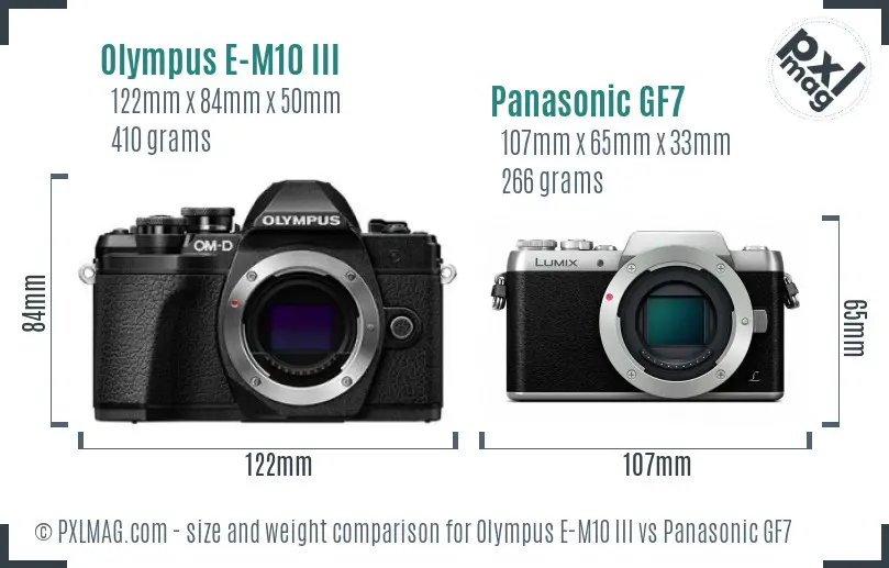 Olympus E-M10 III vs Panasonic GF7 size comparison