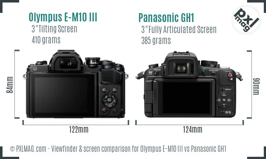 Olympus E-M10 III vs Panasonic GH1 Screen and Viewfinder comparison
