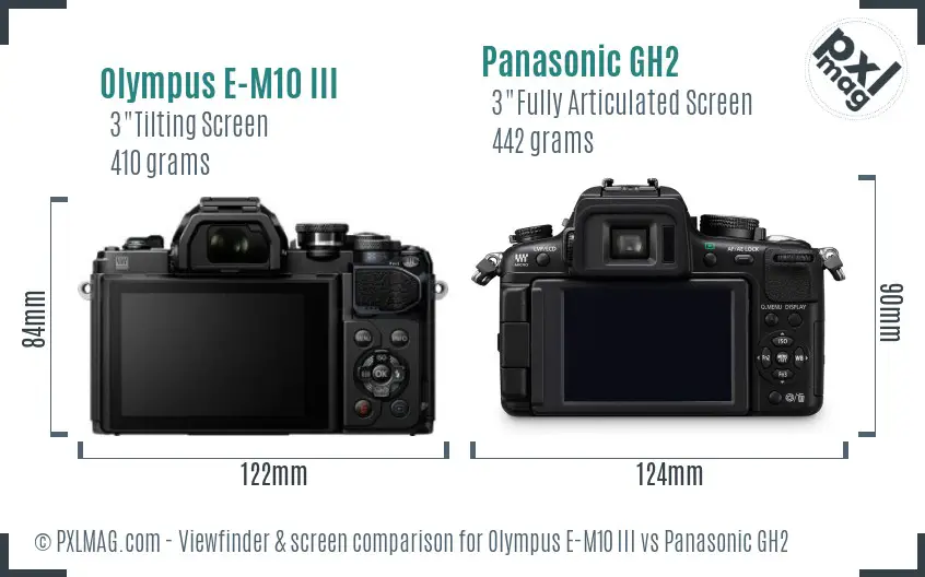 Olympus E-M10 III vs Panasonic GH2 Screen and Viewfinder comparison