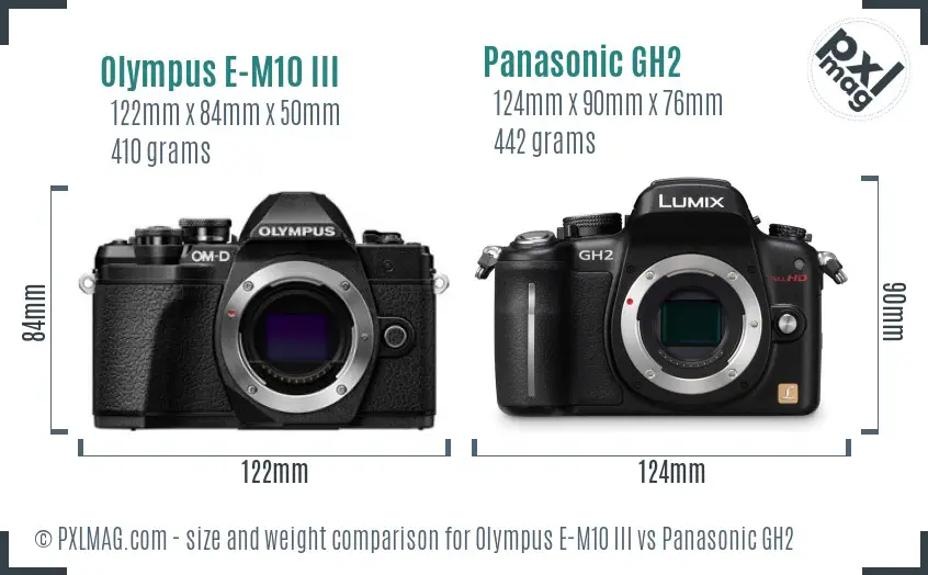 Olympus E-M10 III vs Panasonic GH2 size comparison