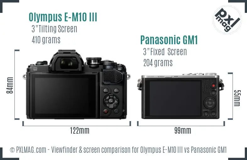 Olympus E-M10 III vs Panasonic GM1 Screen and Viewfinder comparison