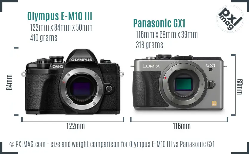 Olympus E-M10 III vs Panasonic GX1 size comparison